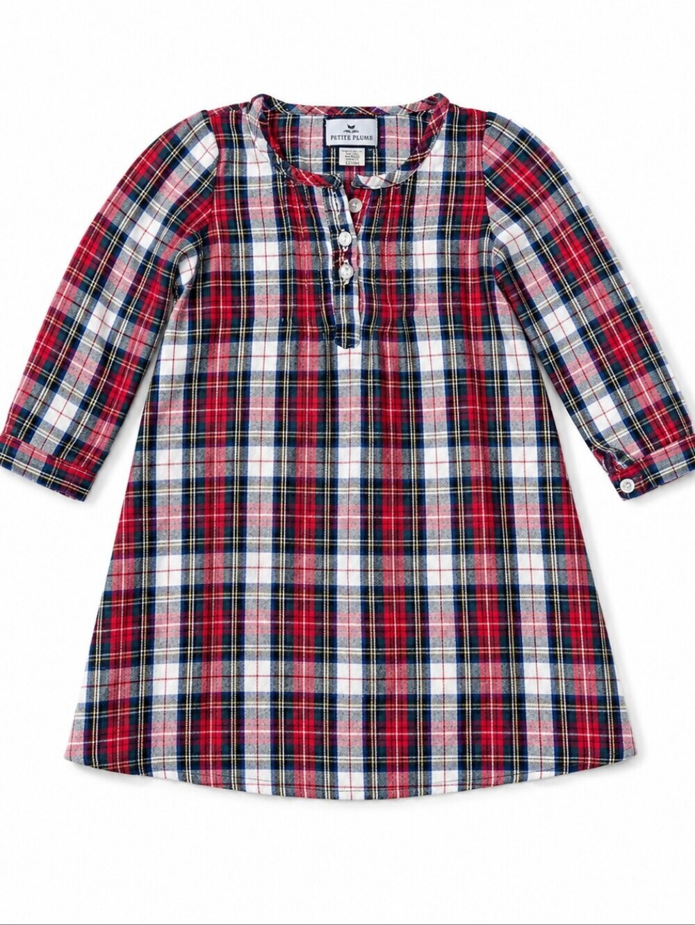 Petite Plume Baby Plaid Flannel Nightgown 12-18M Red Tartan Holiday Pajamas